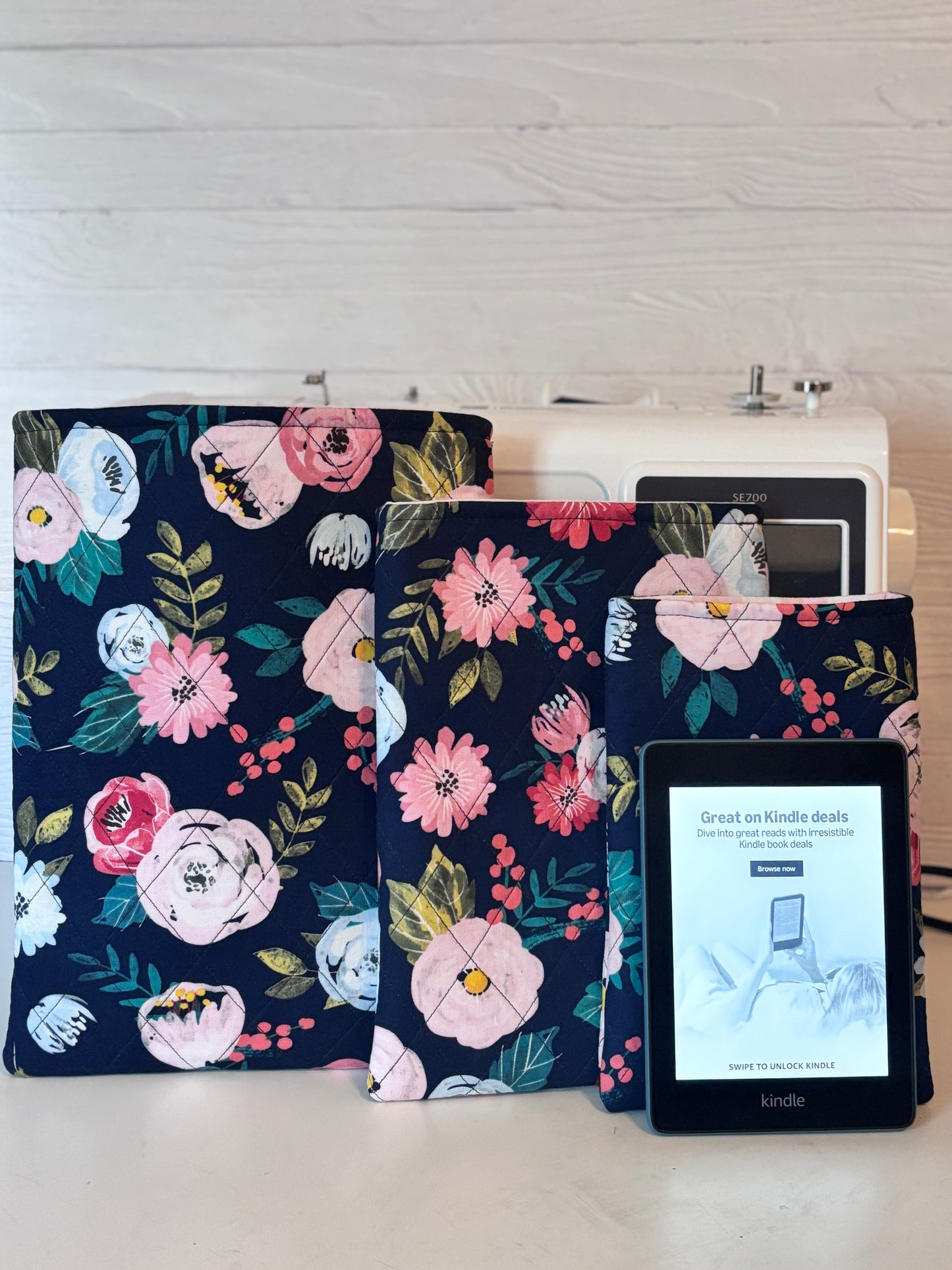 Quilted Book Sleeve – Handmade Padded Cover for Books, Bibles & Kindles