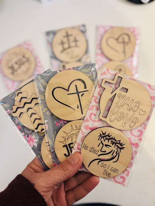 Christian Wooden Magnets – Faith-Based Fridge Decor with Bible Verses & Cross Designs