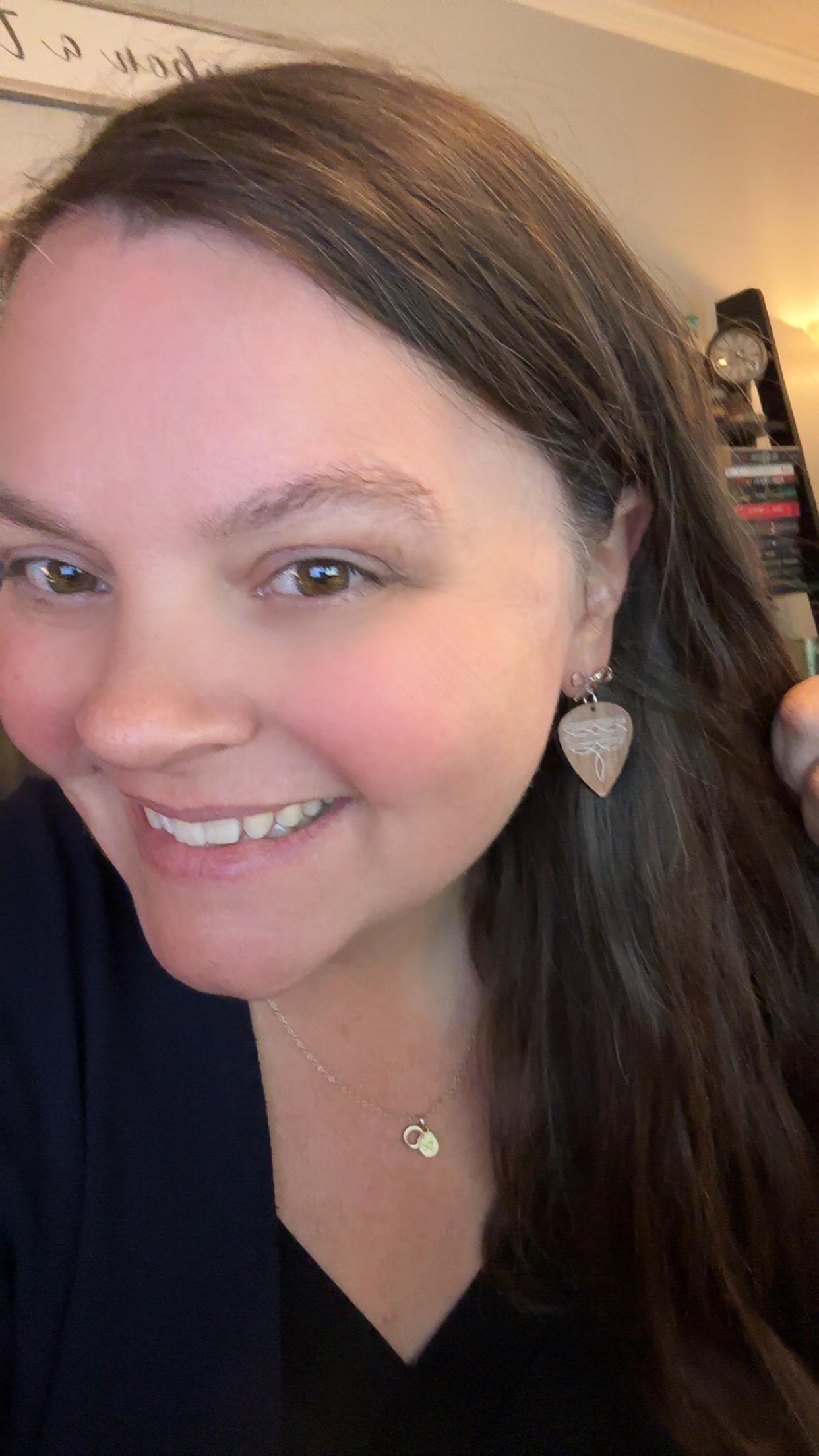 Western Guitar Pick Earrings – Hand-Painted with Boot Stitch Design and Bow Post Top