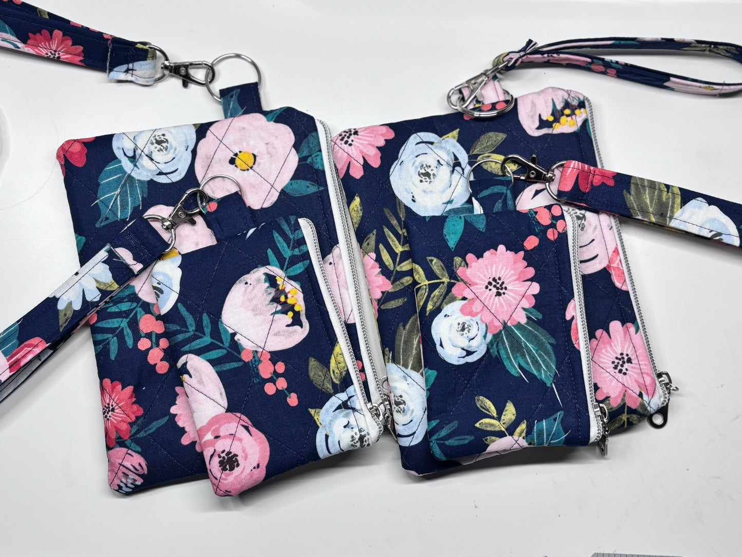 Quilted Zipper Pouches – Small & Large Fabric Bags with Optional Wristlet