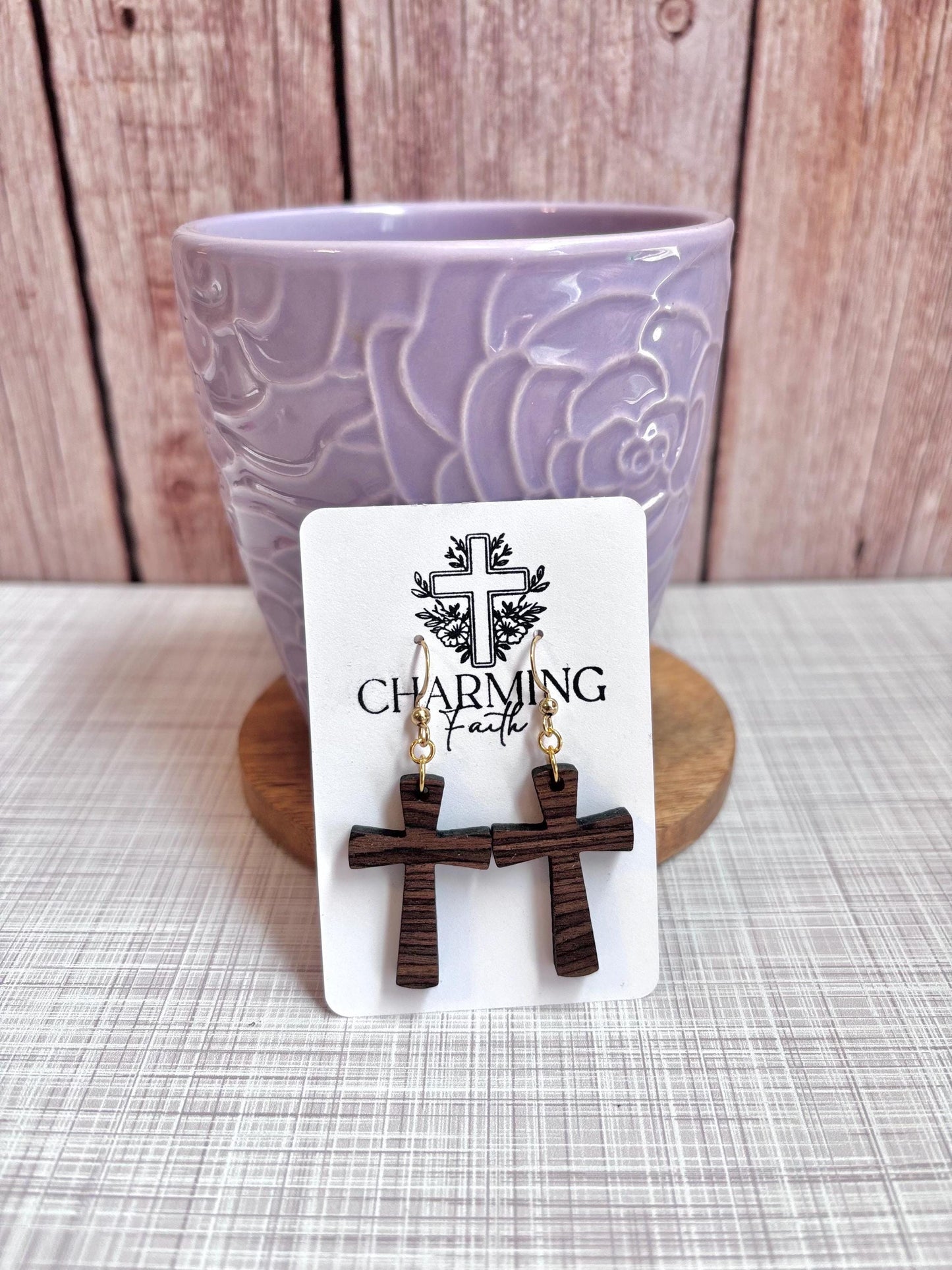 Holy Grounds- Coffee-Inspired Cross Earrings