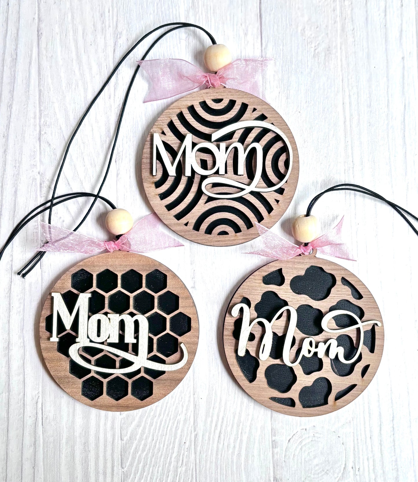 Mom Car Charm | Wood & Acrylic Rearview Mirror Ornament Gift