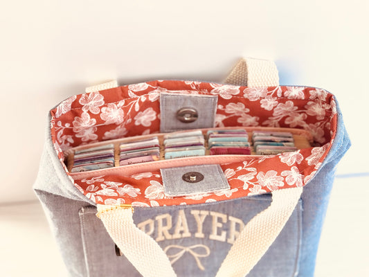 Bible Tote Bag – Handmade Christian Bible Carrier with Pocket & Snap Closure