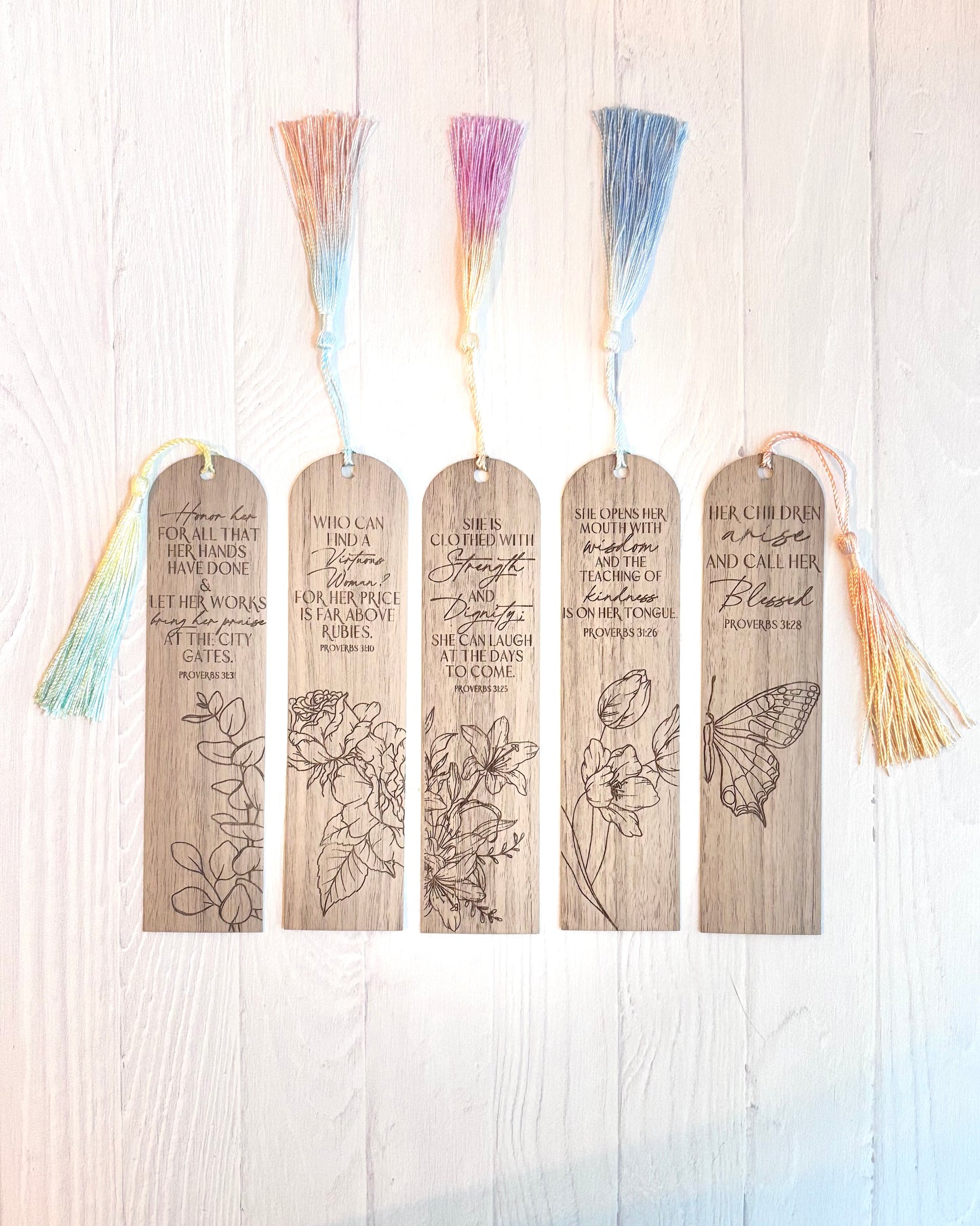 Woden Bookmarks of Wisdom – Engraved Proverbs Collection