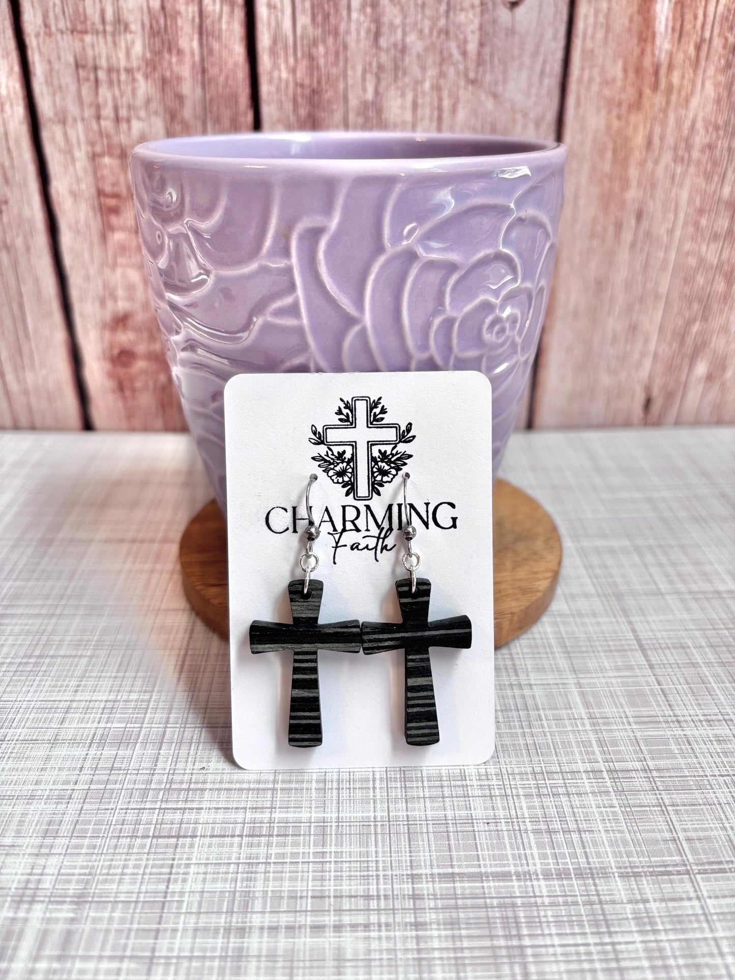 Holy Grounds- Coffee-Inspired Cross Earrings