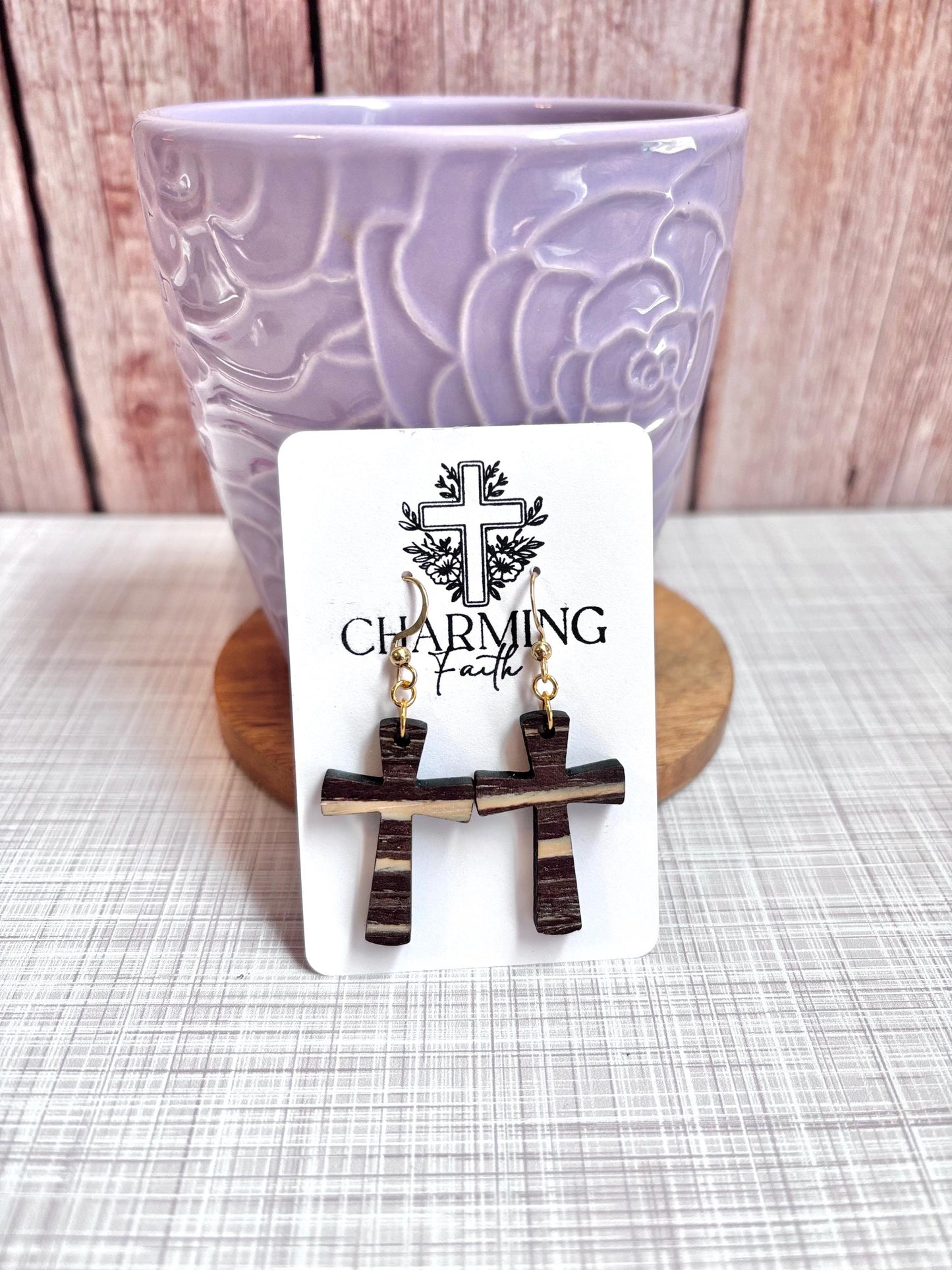 Holy Grounds- Coffee-Inspired Cross Earrings