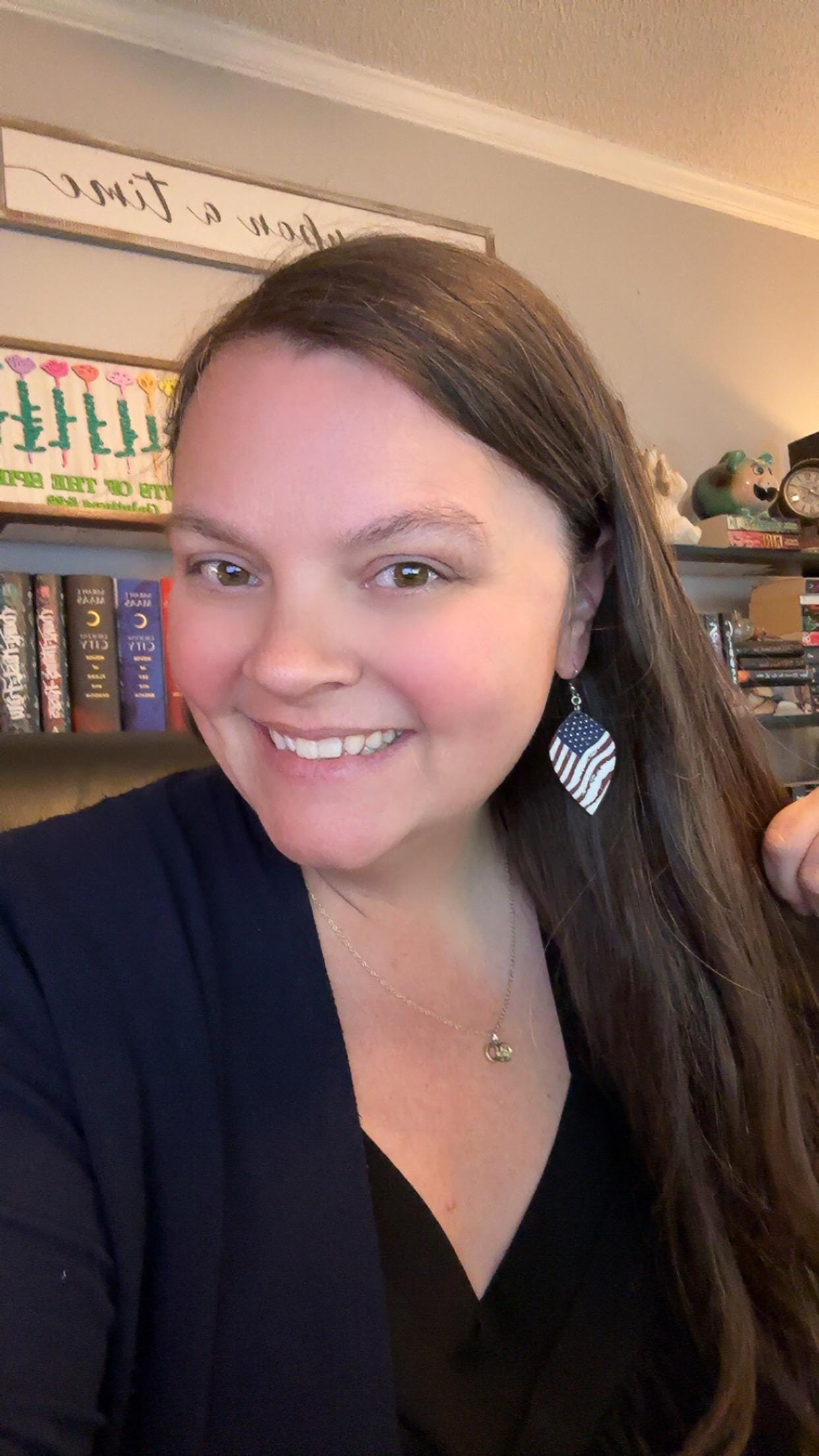 Rustic Tattered American Flag Earrings – Hand-Painted Wooden Patriotic Dangles