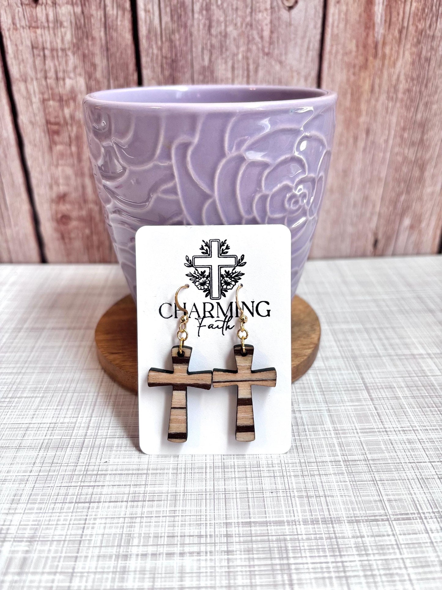 Holy Grounds- Coffee-Inspired Cross Earrings