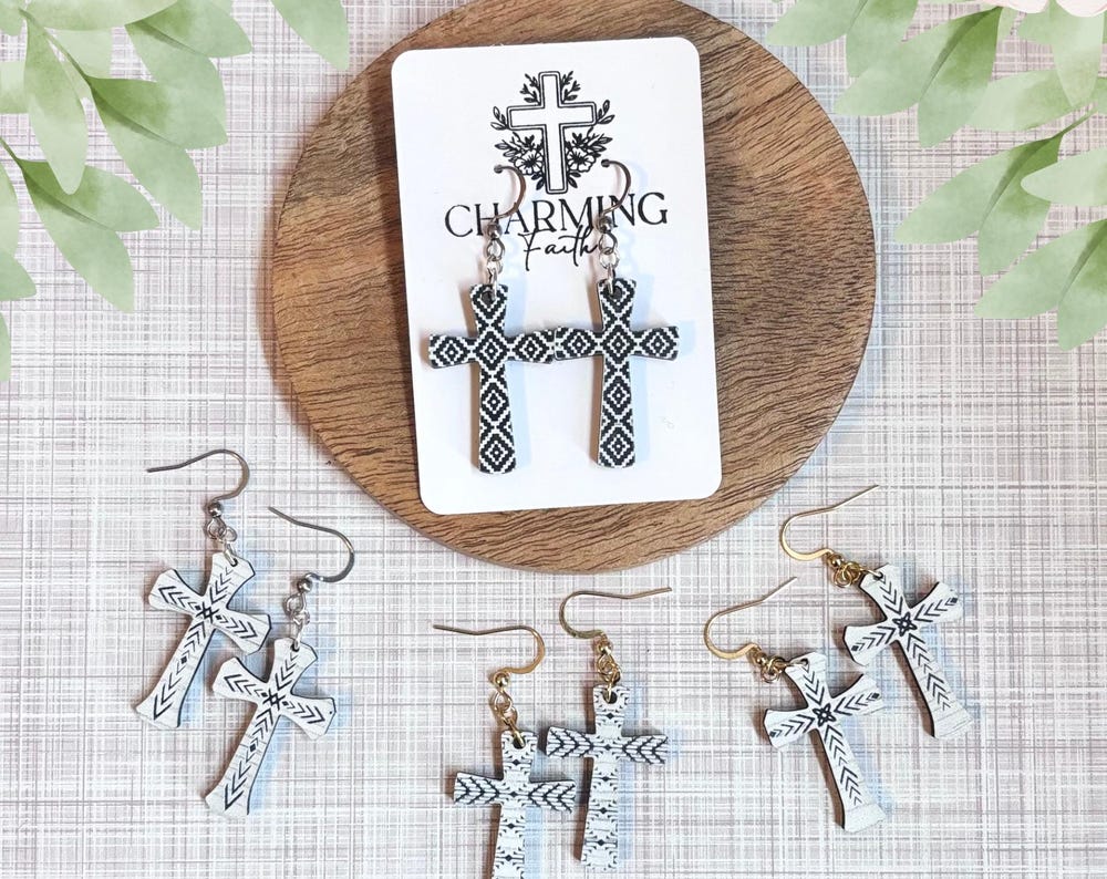 Aztec Cross Earrings – Handmade Christian Statement Jewelry