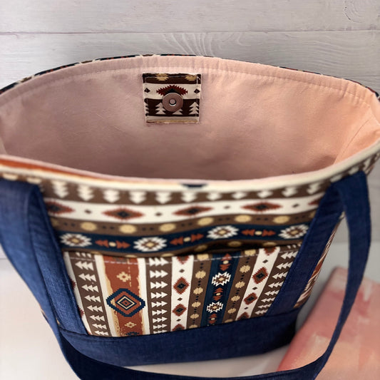 Christian Bible Tote Bag – Faith Message Faux Leather Patch