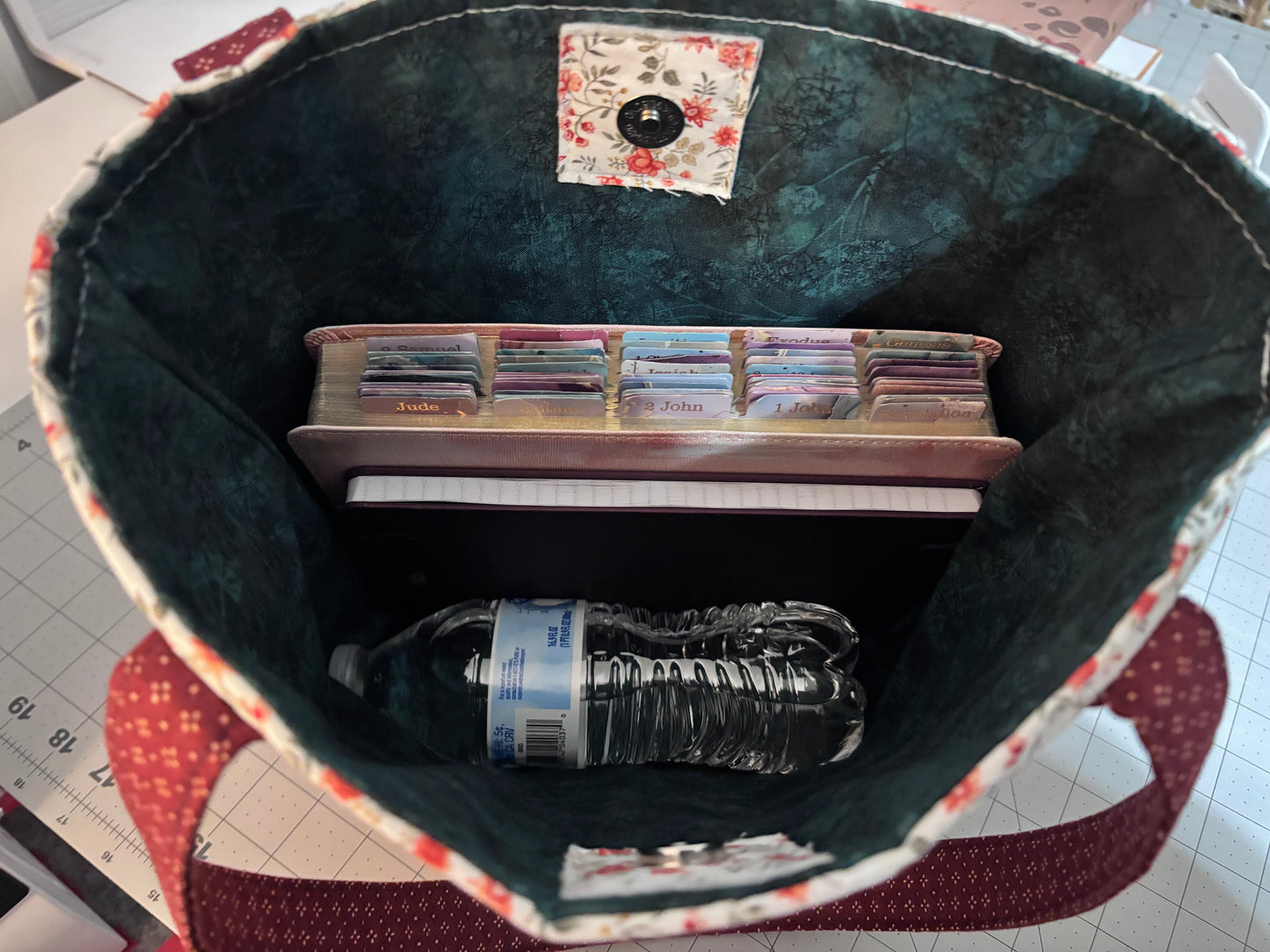 Christian Bible Tote Bag – Faith Message Faux Leather Patch