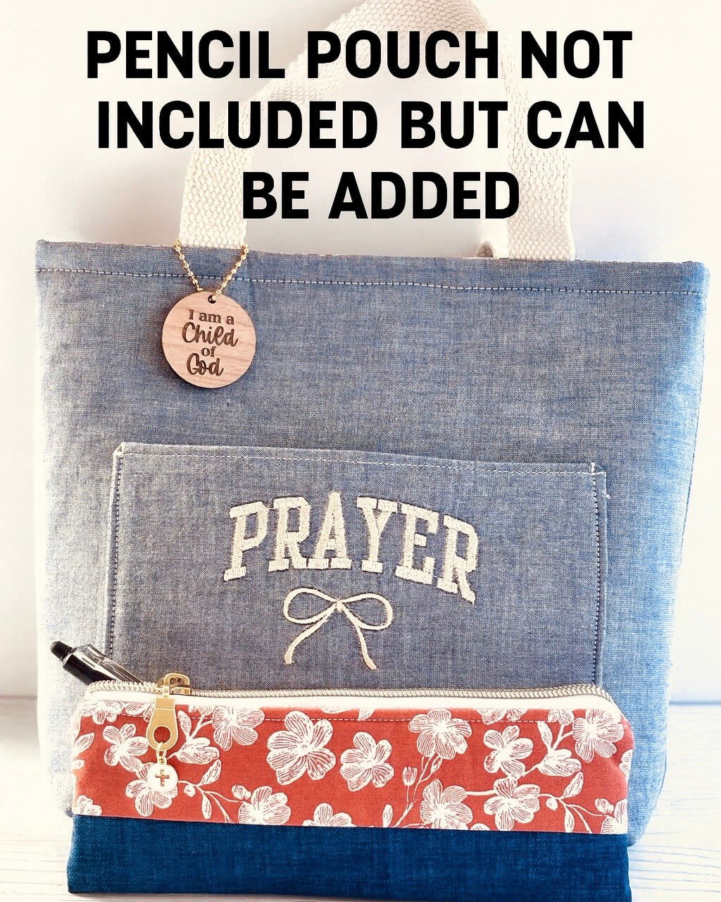 Bible Tote Bag – Handmade Christian Bible Carrier with Pocket & Snap Closure