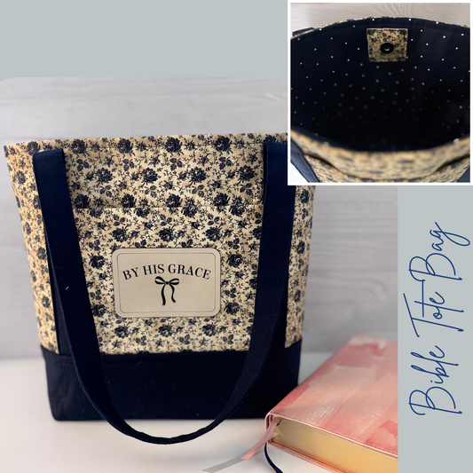 Christian Bible Tote Bag – Faith Message Faux Leather Patch