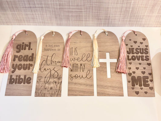 Faith-Inspired Walnut Wood Bookmarks with Tassel – Ultra-Thin Christian Bookmark