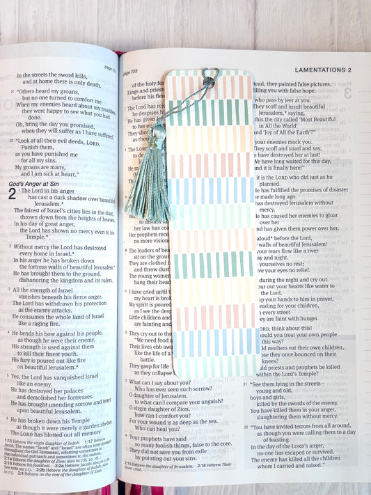 Pastel Lines Bookmark – Flexible with Matching Tassel