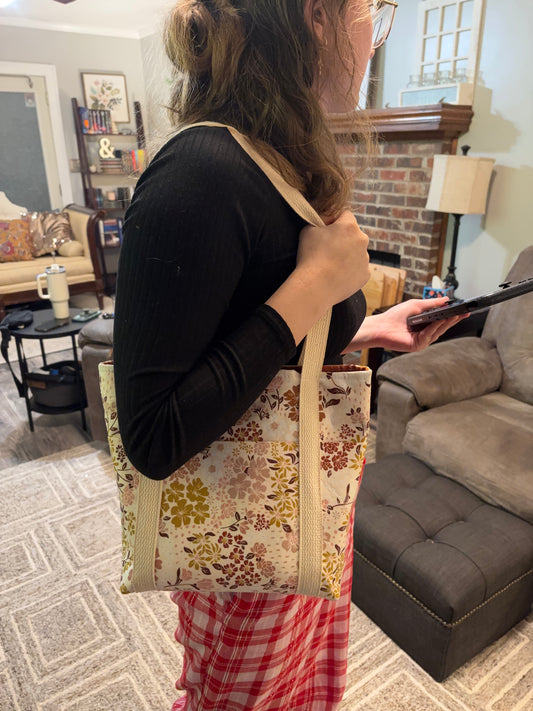 Bible Tote Bag | Handmade Fabric Tote with Cotton Webbing Straps