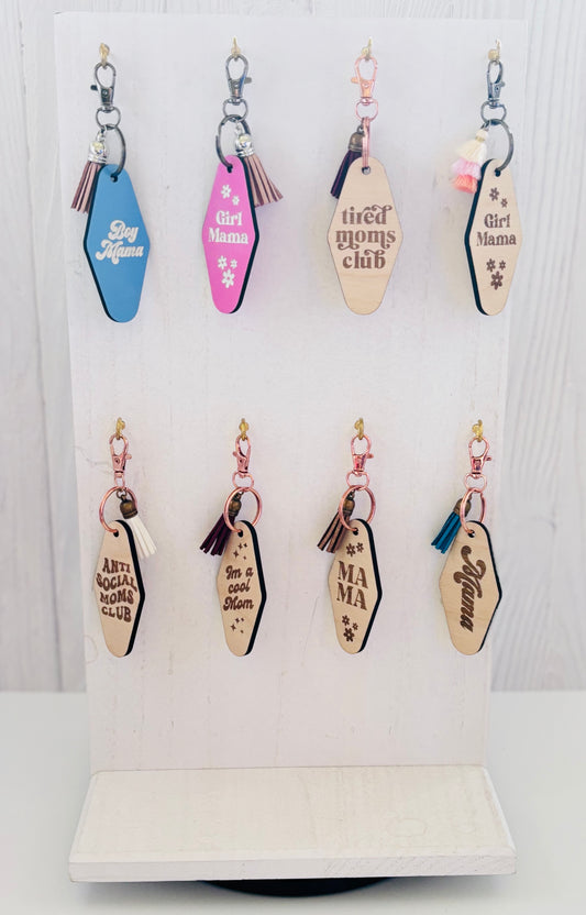 Retro Motel Keychains for Moms – Funny & Sweet Designs with Tassel | Gift for Mom Life
