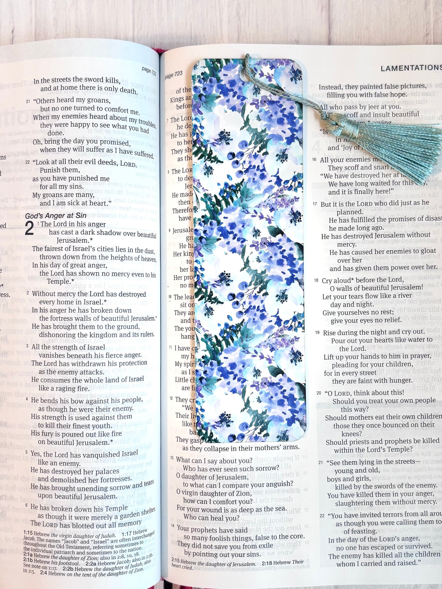 Blueberry Floral Bookmark – Flexible & Elegant with Matching Tassel