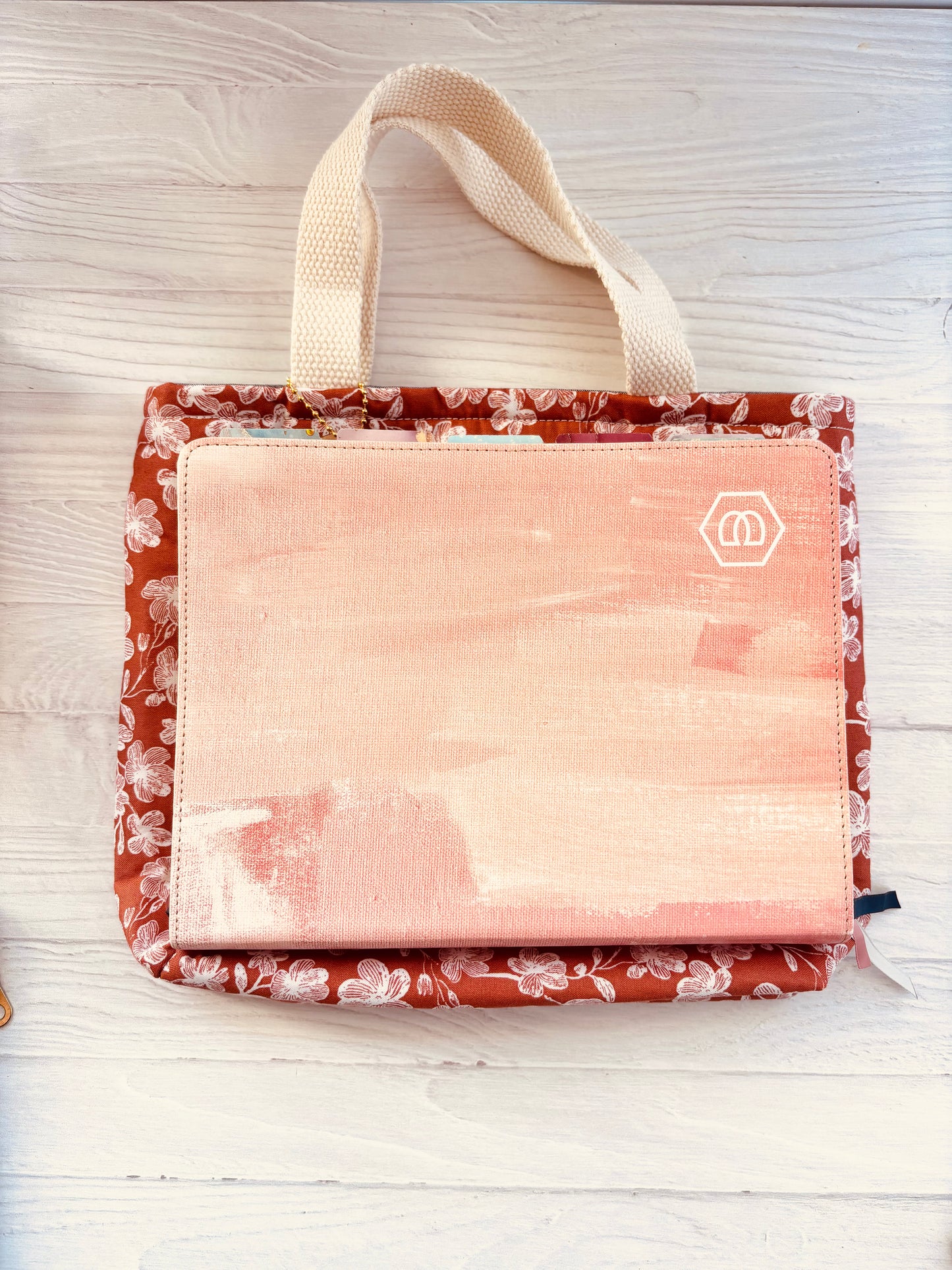 Floral Bible Tote Bag – Handmade Christian Bible Carrier with Pocket & Snap Closure