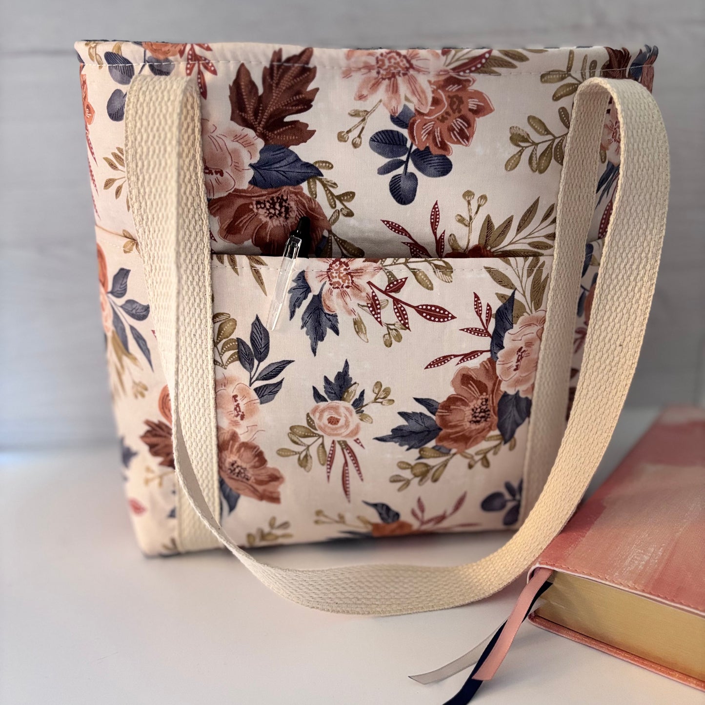 Christian Bible Tote Bag – Faith Message Faux Leather Patch