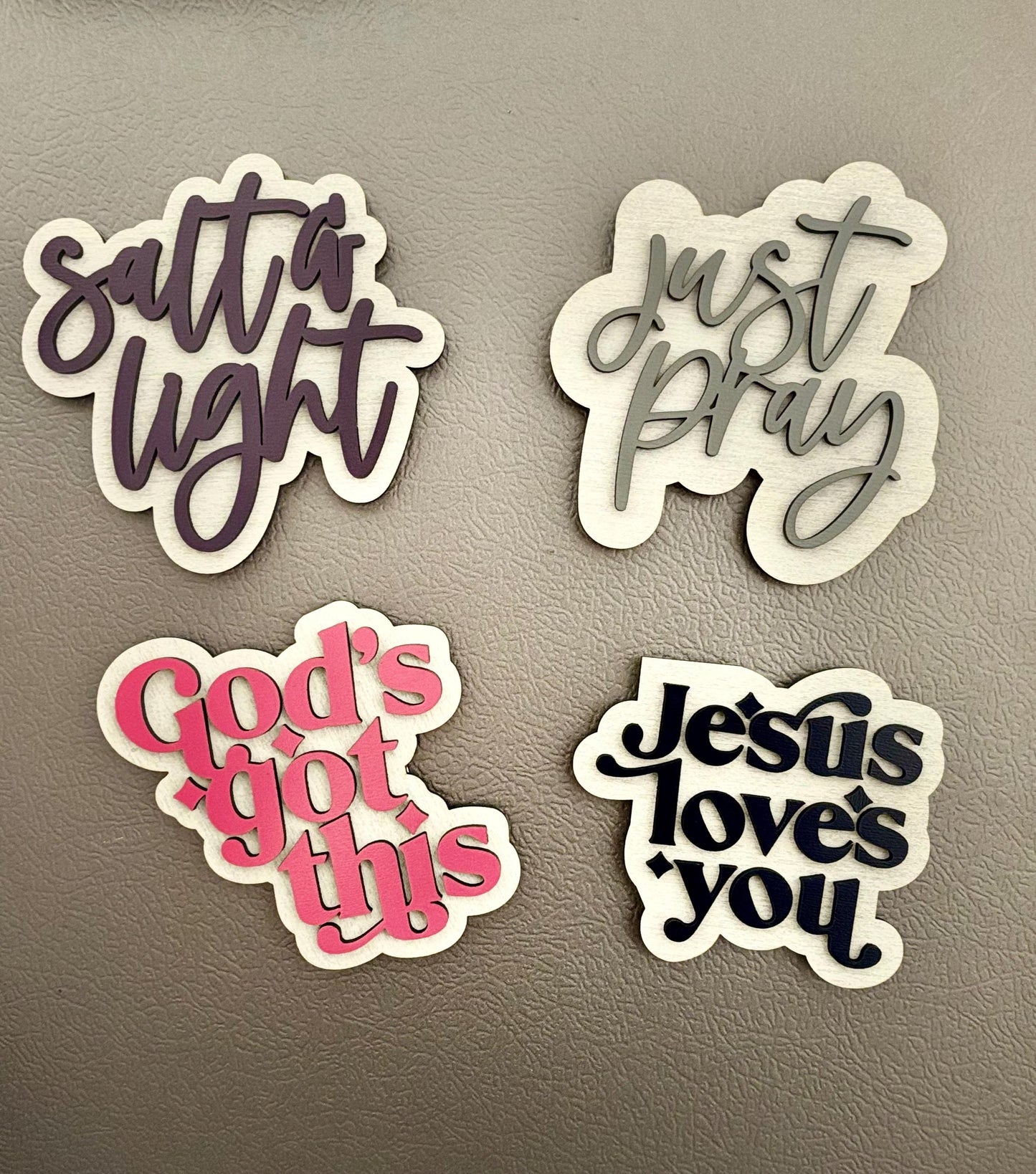 Handcrafted Wooden Refrigerator Magnets – Inspirational Christian Sayings