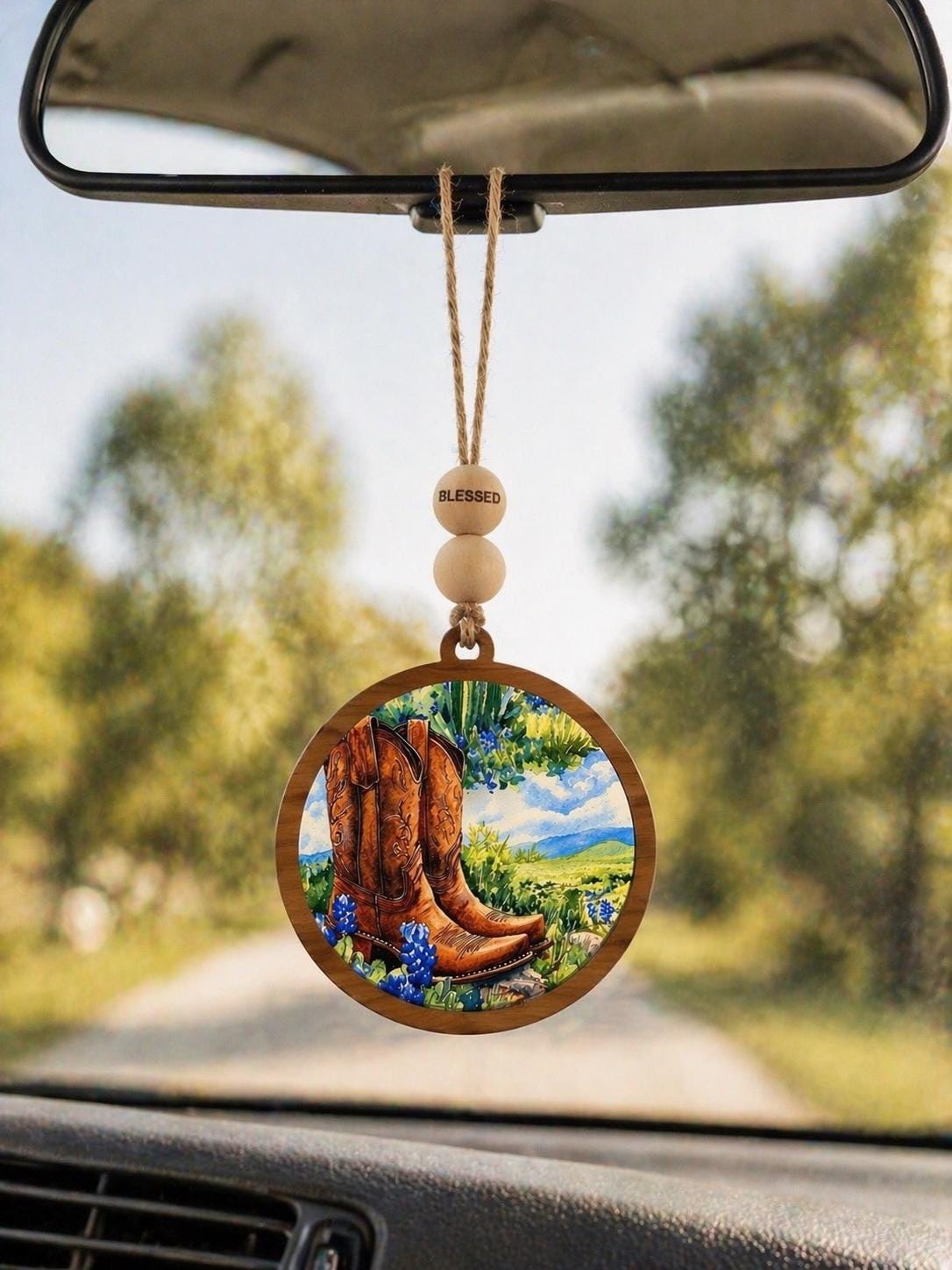Rearview Mirror Charm for Women, Car Charm, Western Car Decor, Cowgirl Car Accessory, Cute Hanging Car Decor