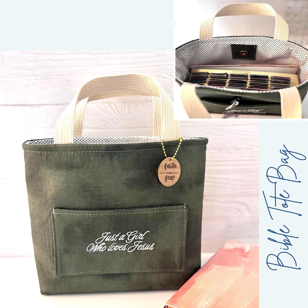 Bible Tote Bag | Christian Book Tote Bag | Bible Accessories | Bible Study Faith Gift| Bible Bag |Embroidered Tote Bag