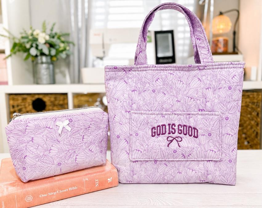 Purple Bible Bag for Carrying Bible Study Accessories | An Embroidered Tote Bag with Christian Bible Verse or Monogram Personalized