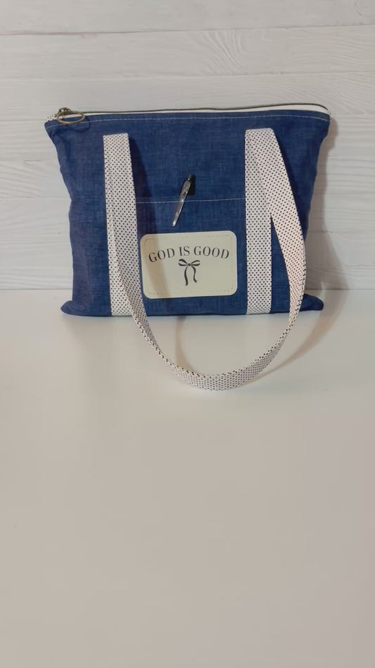 Personalized Bible Tote Bag – Zippered Shoulder Bag for Church & Bible Study